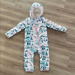 The North Face Pink and Green Patterned Kids Footie